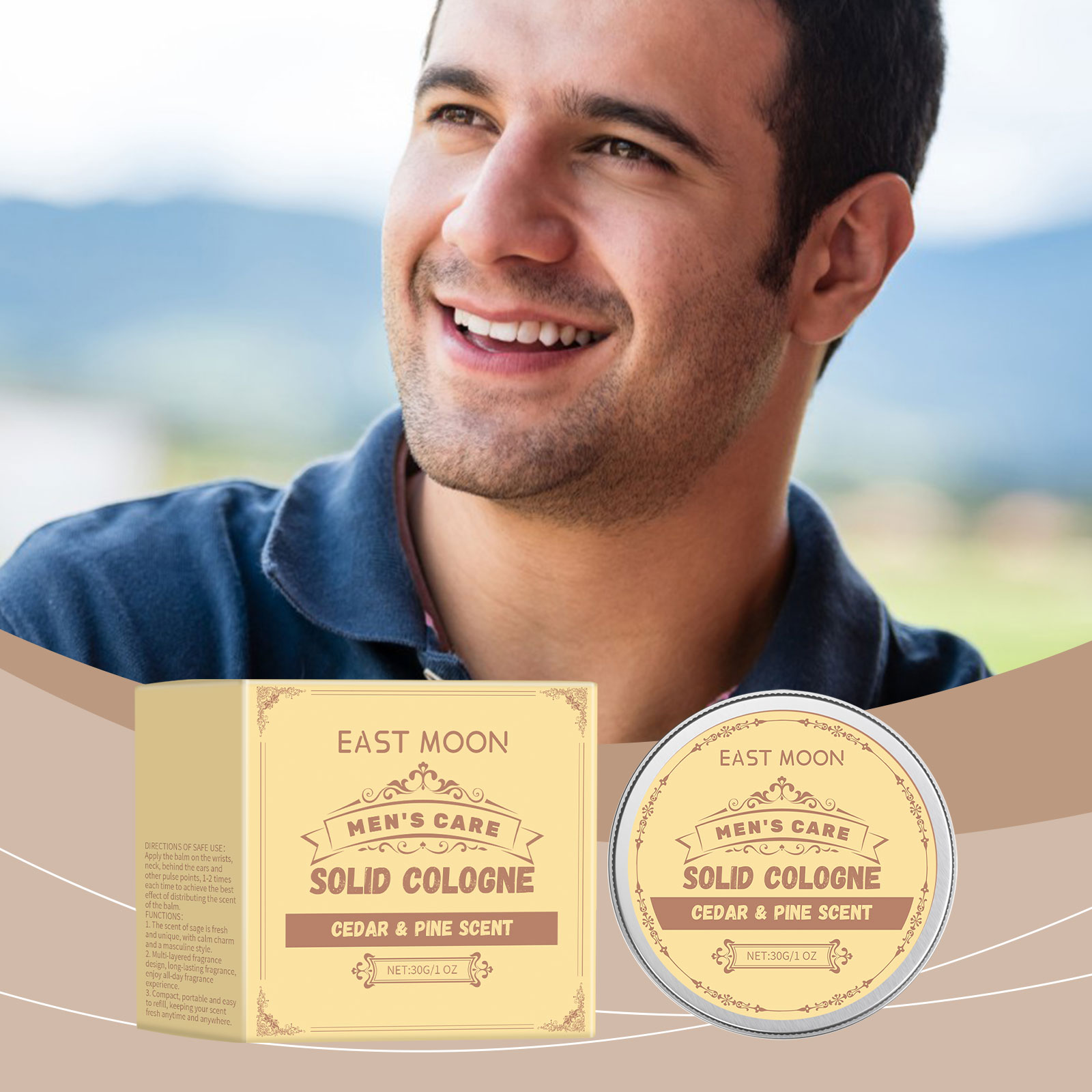 Cologne Solid Balm - East Moon 30g Cederhout Solide Parfum